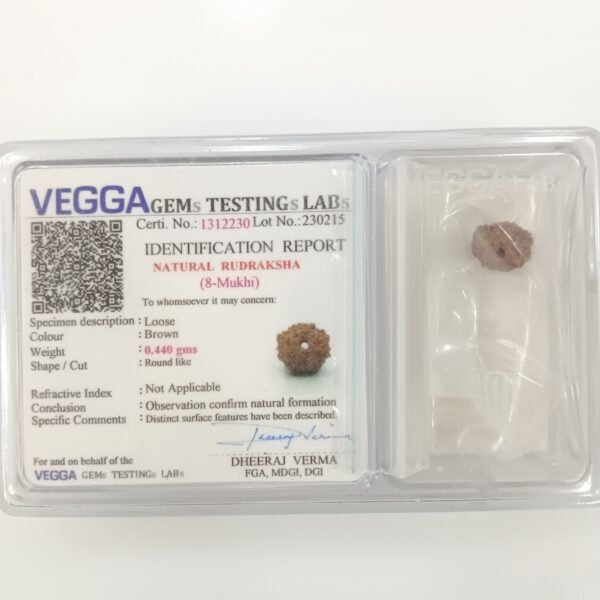 8 mukhi rudraksha certificate