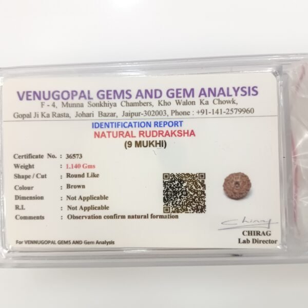 9 mukhi rudraksha certificate