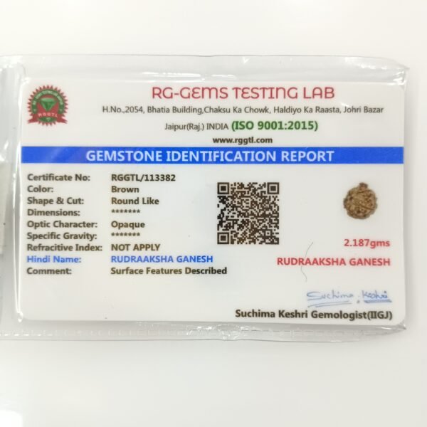 Ganesh rudraksha certificate