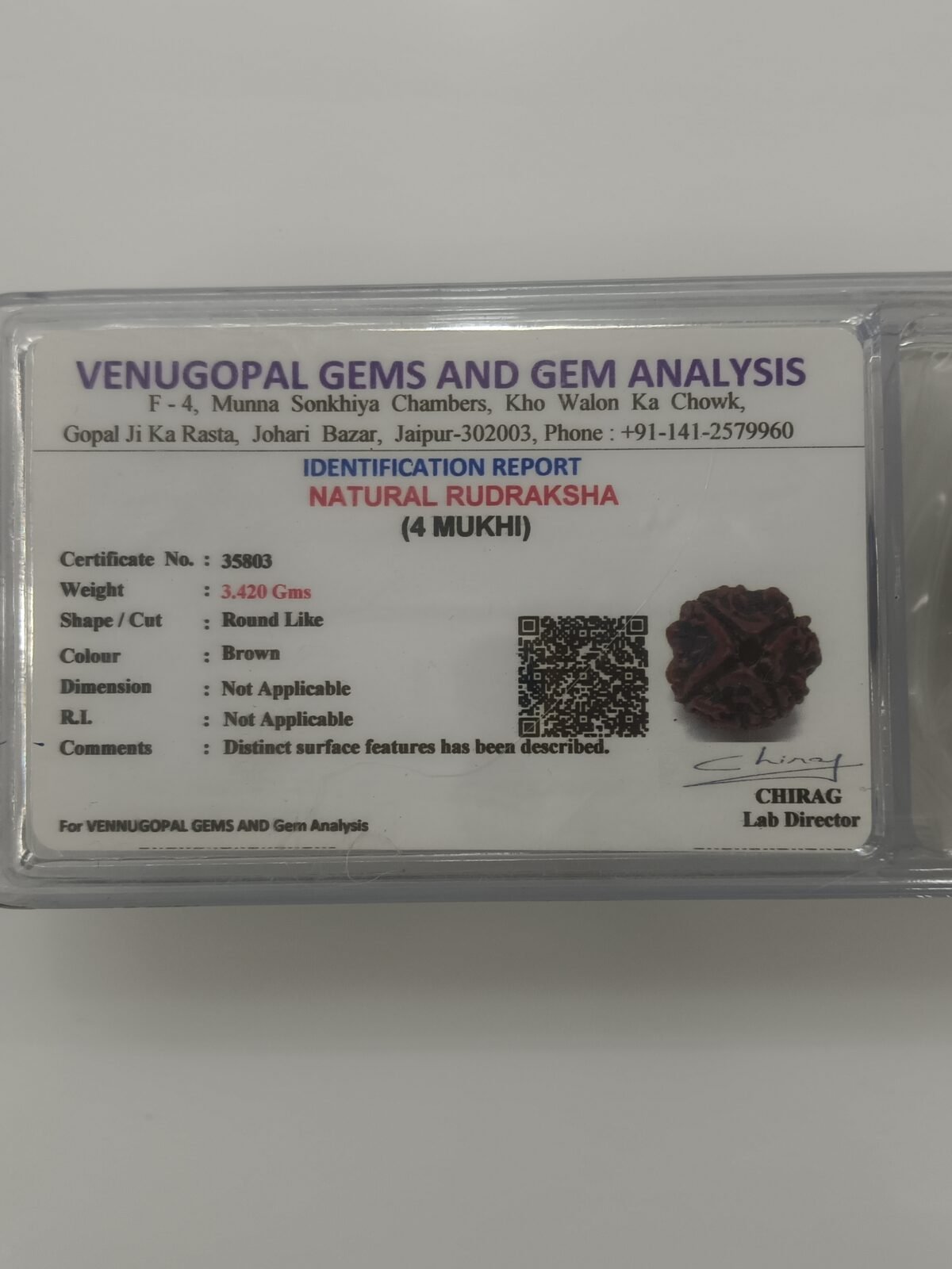 4 mukhi rudraksha certificate