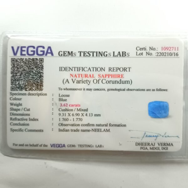 natural blue sapphire stone, sri lanka neelam certificate