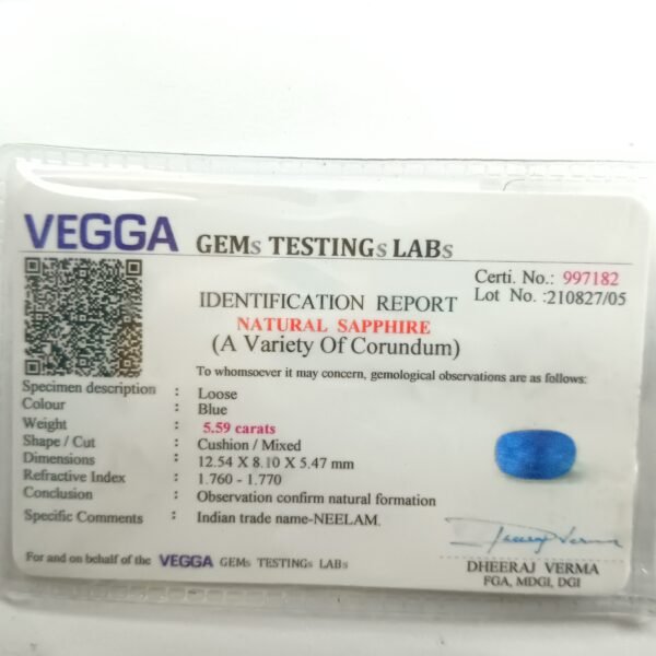 natural blue sapphire stone, sri lanka neelam certificate