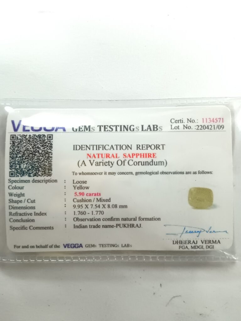 yellow sapphire srilankan certificate