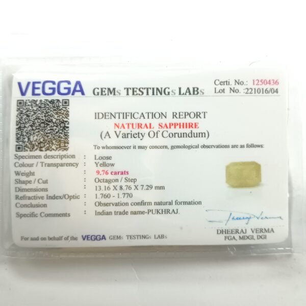 ceyloni yellow sapphire, pukhraj certificate