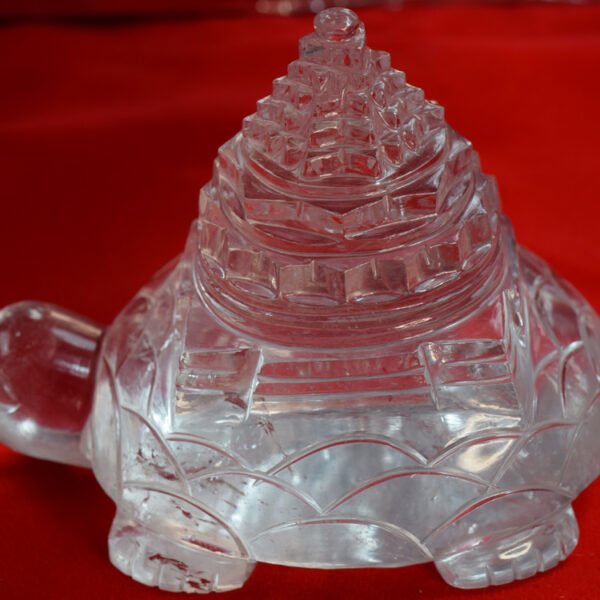 natural sphatik shri yantra on tortoise 594gm