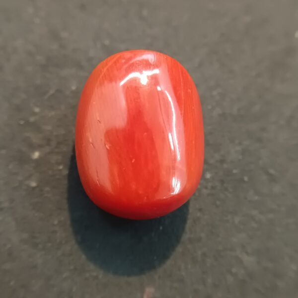 oval shaped red colour Moonga 20.72 Carat/23 Ratti