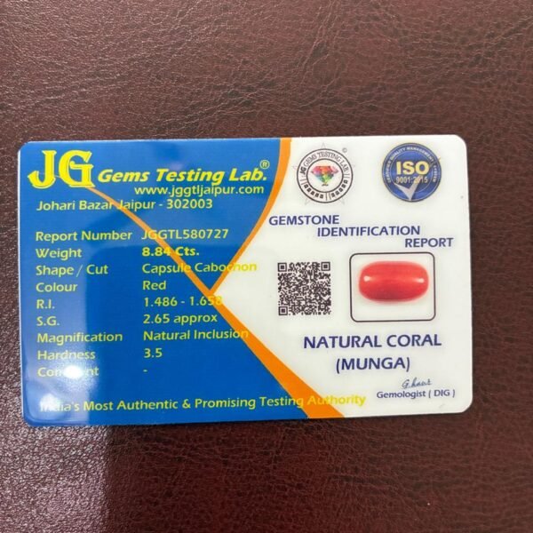 Certificate of red coral- GA0727