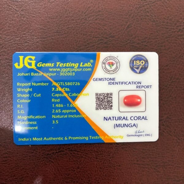 Certificate of red coral- GA0726