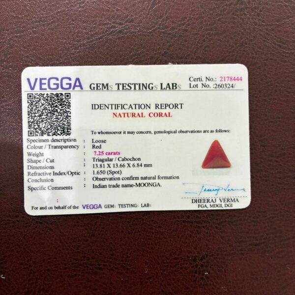 Certificate of red coral- GA